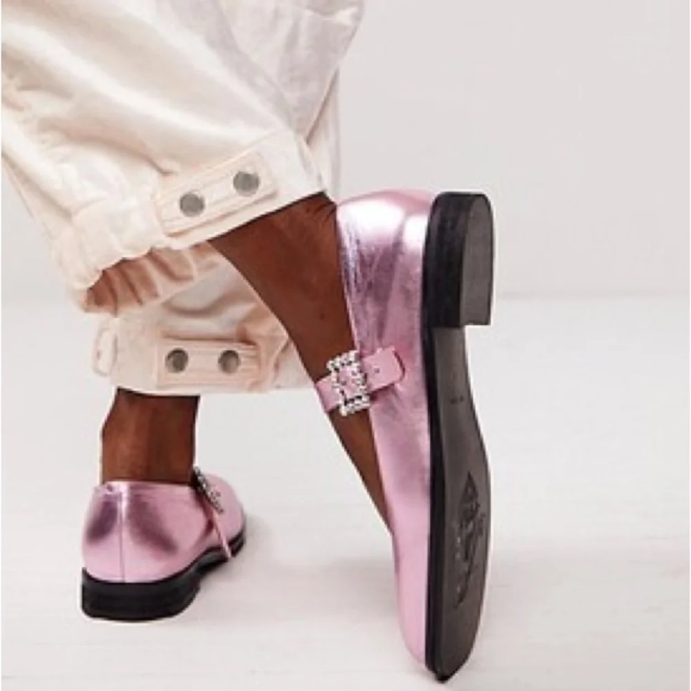 FREE PEOPLE Leather Diamanté Mary Janes